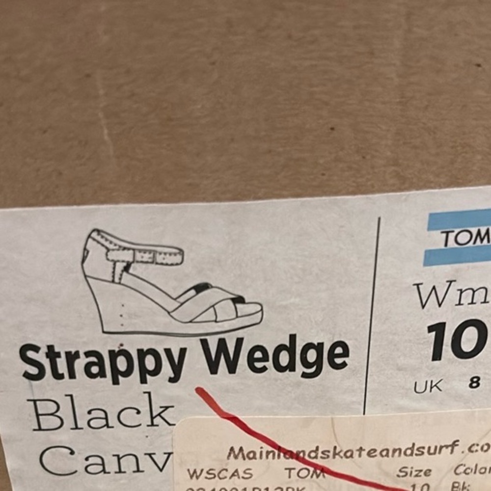[TOMS] Black Canvas Strappy Open-Toe Espadrille Sandals Wedges Womens 10 w/ Box - Picture 15 of 16
